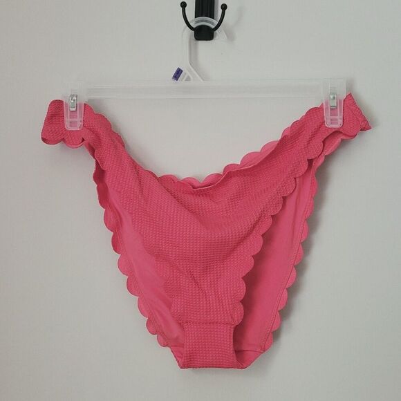 Aerie Scallop Edge Waffle Bikini Bottom in Pink Size Extra Large - Picture 1 of 6